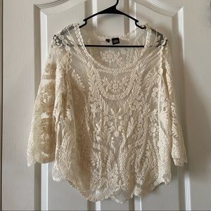 Sheer Floral Hippie Beige Top